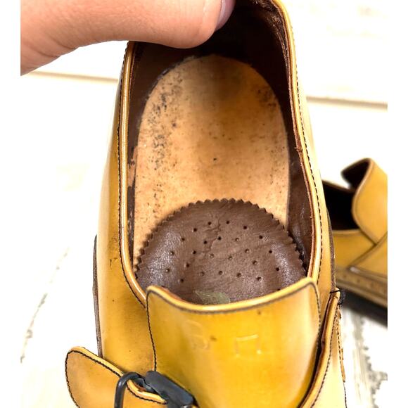 El Condor 8.5 Yellow Gold Leather Loafers Vintage Western Rustic Spanish main image 4